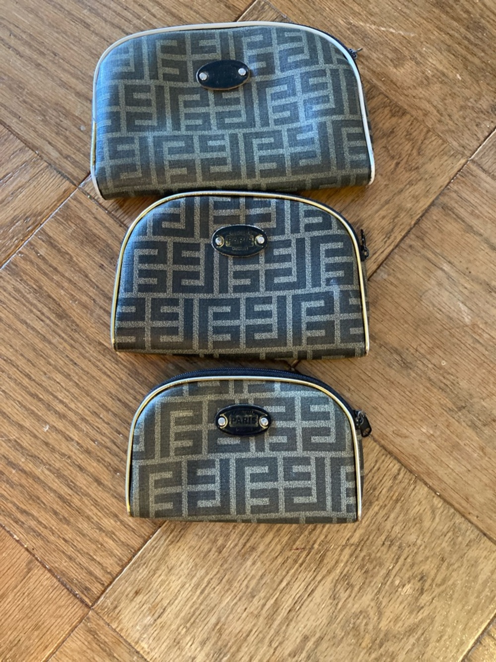 Monogram Cosmetic Pouch Trio in Brown - Picture 2 of 2